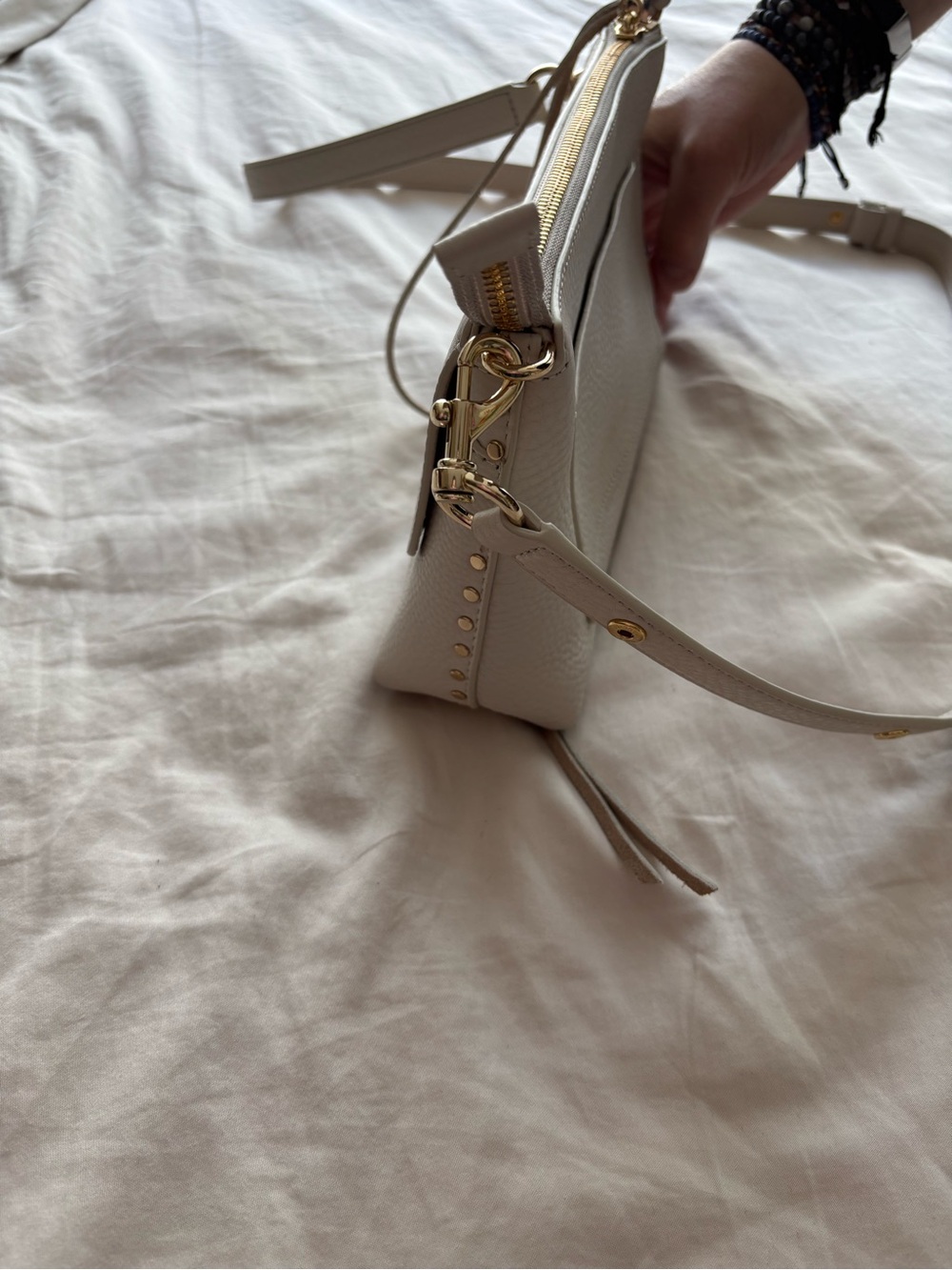 Rebecca Minkoff Cream Shoulder Crossbody with Gold Hardware